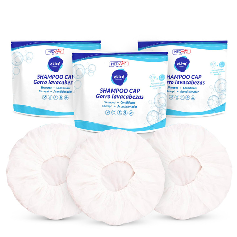 MedVance No Rinse Shampoo Cap | Rinse Free Shower Cap that Shampoos & Conditions | PH Balanced & Hypoallergenic Waterless Hair Wash | 3 Pack
