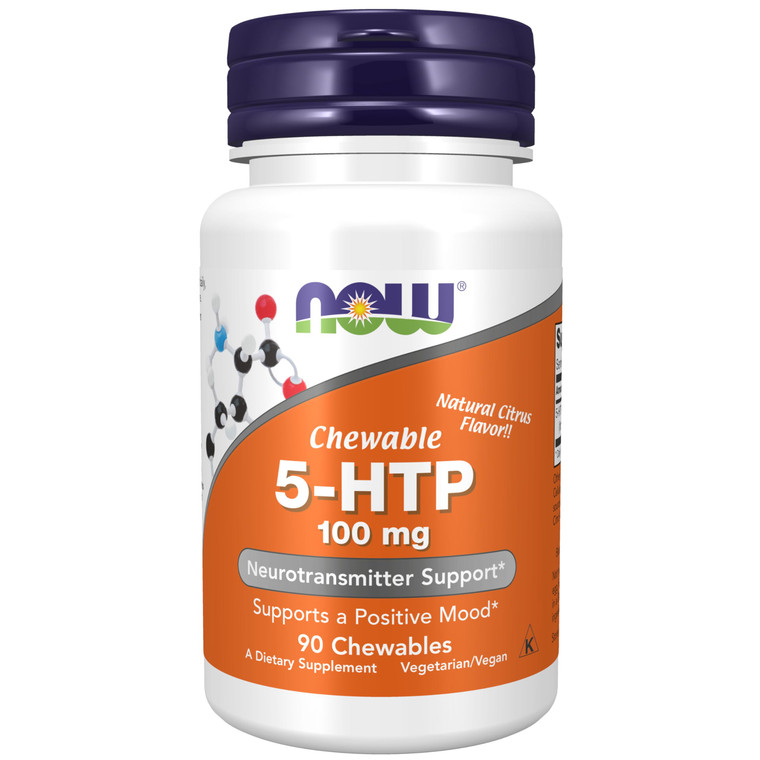 NOW Foods Supplements, 5-HTP (5-hydroxytryptophan) 100 mg, Neurotransmitter Support*, 90 Chewables
