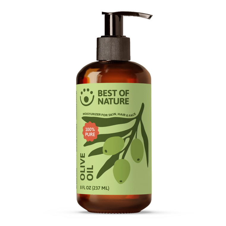 Best of Nature 100% Pure Olive Massage & Body Oil  Cold Pressed, Natural & Unscented Moisturizer for Skin, Hair & Bath, 8 fl oz