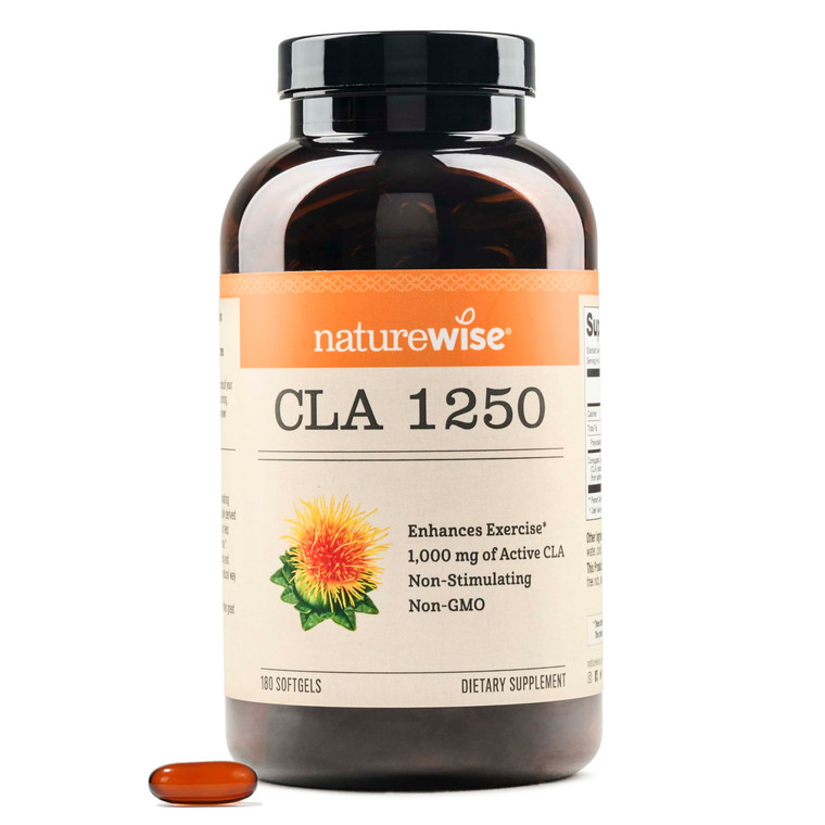 NatureWise CLA 1250 - Conjugated Linoleic Acid Supplement for Women and Men, Not Stimulating, Supports Healthy Weight, Fitness Goals - Non-GMO, Glute