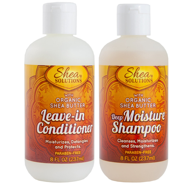 Organic Shea Butter Shampoo & Conditioner | Everyday Deep Cleanses, Repairs, Moisturizes, Strengthens, Detangles & Protects | Paraben-free | 8 Oz Tra