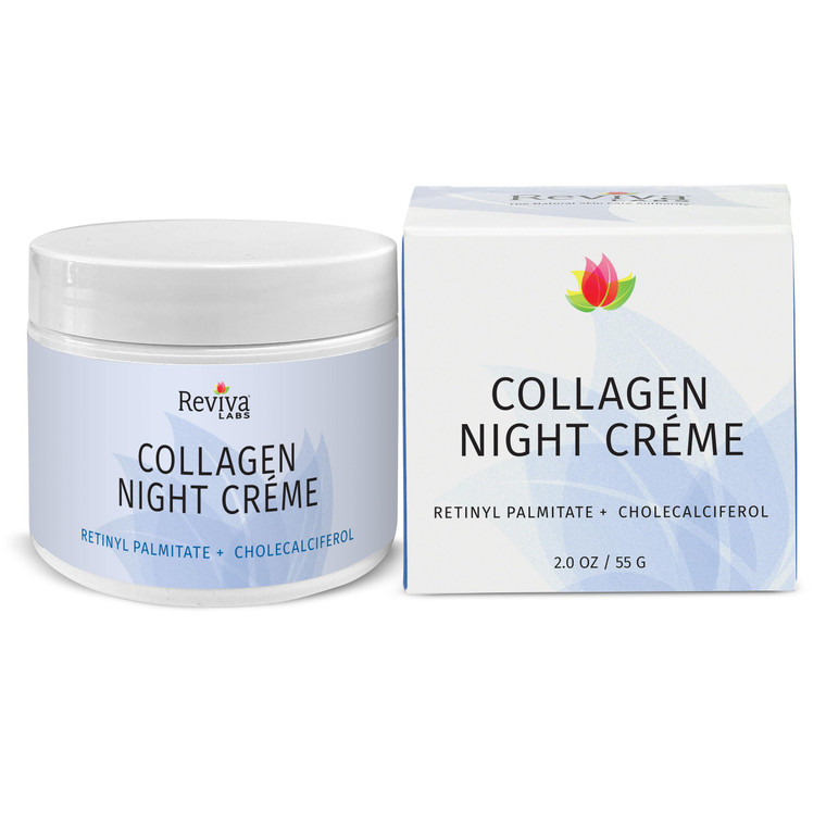 Reviva Labs Collagen Night Cream  Hydrating Face Cream for Women with Hydrolyzed Collagen and Natural Oils for Youthful, Supple Skin  Firming Moist