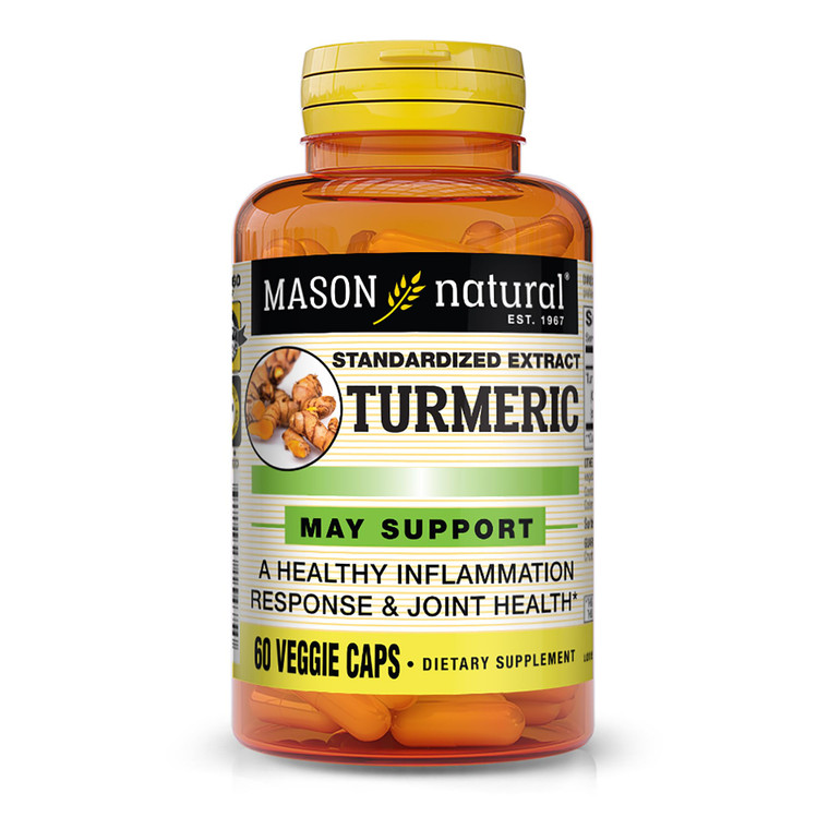 MASON NATURAL Turmeric 500 mg, with 95% Curcuminoids, Supplement for Overall Wellness & Joint Support, 60 Plant-Based Veggie Capsules
