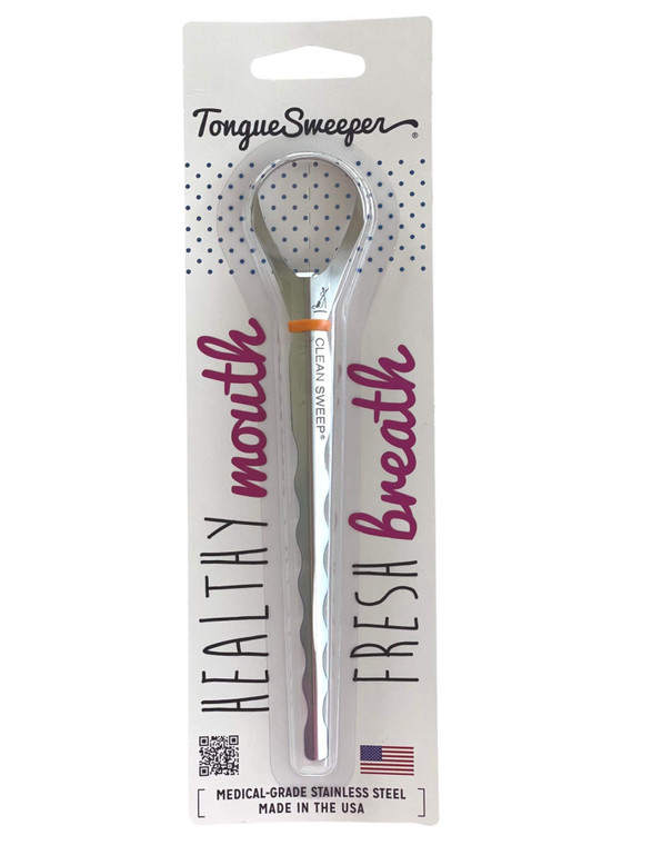 Tongue Sweeper Model T Medical Grade, Stainless Steel Tongue Cleaner with Ergonomic Handle, Reduce Bad Breath and Improve Taste, Preferred by Leading