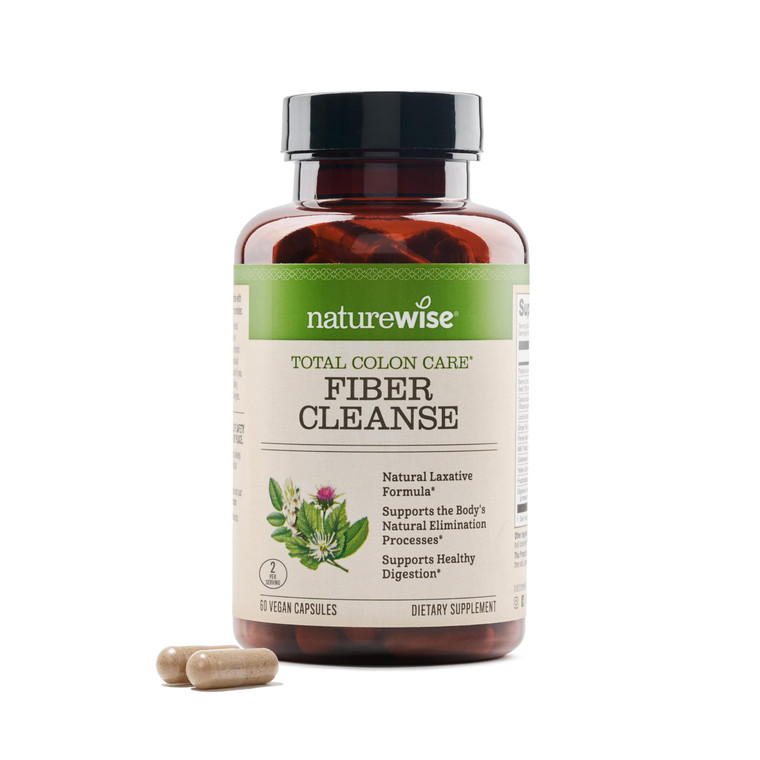 NatureWise Total Colon Care Fiber Cleanse - Natural Laxative Blend - Herbal Laxatives, Prebiotics, & Enzymes for Regularity, Digestion, Weight & Gut