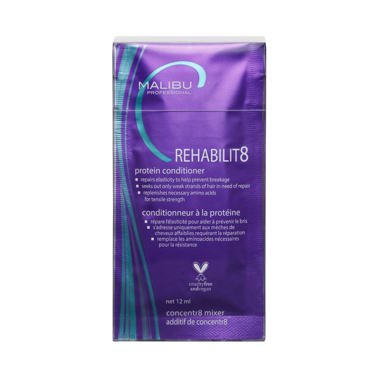 Malibu C REHABILIT8 Smoothing Protein Conditioner (6 Packets) - Replenishes Hair Protein & Amino Acids to Prevent Breakage - Hydrating Conditioner fo