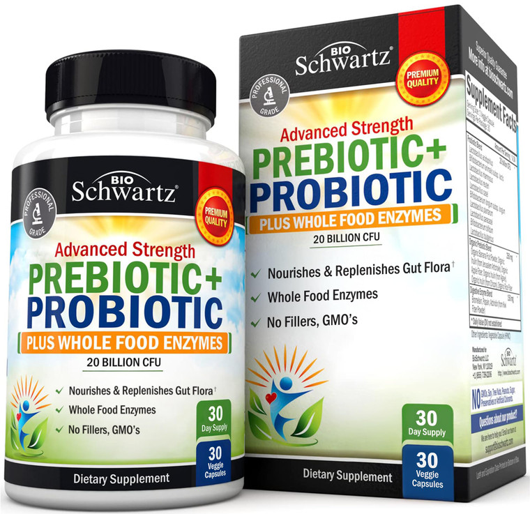 Advanced Prebiotics and Probiotics for Women & Men, Immune, Digestive & Gut Health with L. Reuteri, Inulin Fiber, Digestive Enzymes, Non-GMO, Gluten-