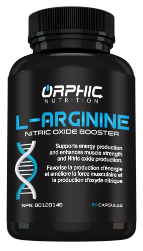 ORPHIC NUTRITION L Arginine Supplement for Men 1000mg+ - 60 Capsules - L Citrulline and Nitric Oxide Supplement to Support Muscle Health, Exercise En