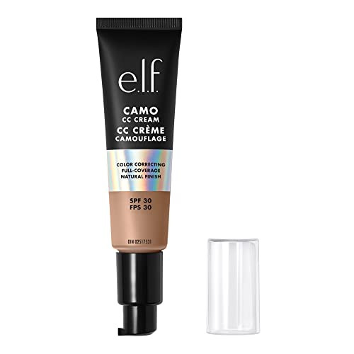 e.l.f. Camo CC Cream, SPF 30 Color-Correcting Medium-To-Full Coverage Face Foundation, Delivers An Airbrushed Finish, Vegan & Cruelty-Free, Medium 37