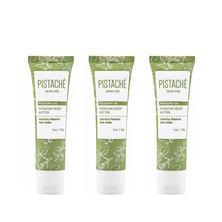 Pistaché Skincare Pistachio Oil Whipped Body Butter Cream Moisturizer (a.k.a The Boyfriend Body Butter) Trio Travel Packet Set + Hydrates Dry Skin an