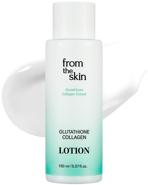 FROM THE SKIN Glutathione Collagen Lotion - Intense Hydration and Firming for Dry Skin, Radiance Boost, Fast-Absorbing, Non-Greasy with Panthenol & L