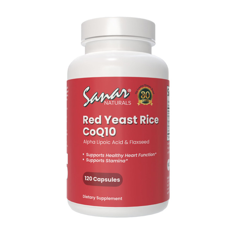 Sanar Naturals Red Yeast Rice, CoQ10 Supplement - Supports Healthy Heart Function, Energy, and Stamina - Non-GMO, Gluten Free, Vegan, 120 Capsules