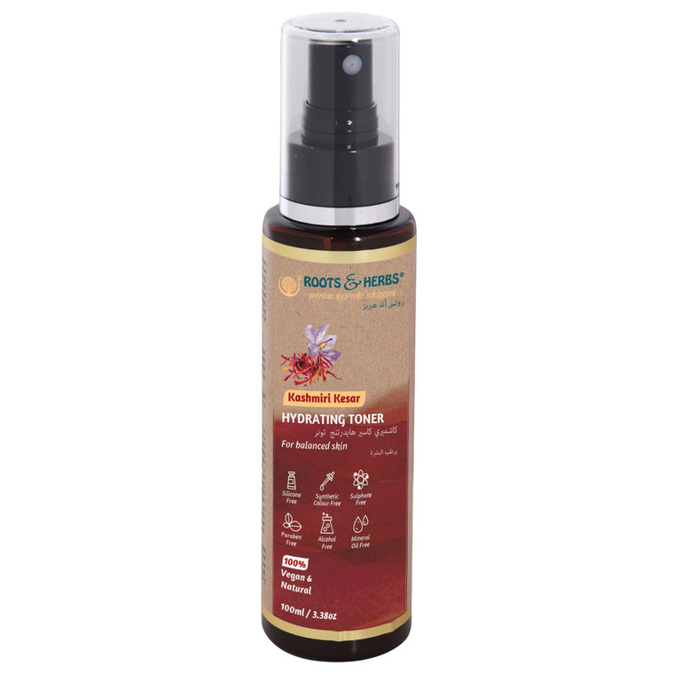 ROOTS AND HERBS Ayurvedic Natural Treatment 100% Vegan No Paraben Hydrating Kashmiri Kesar Toner