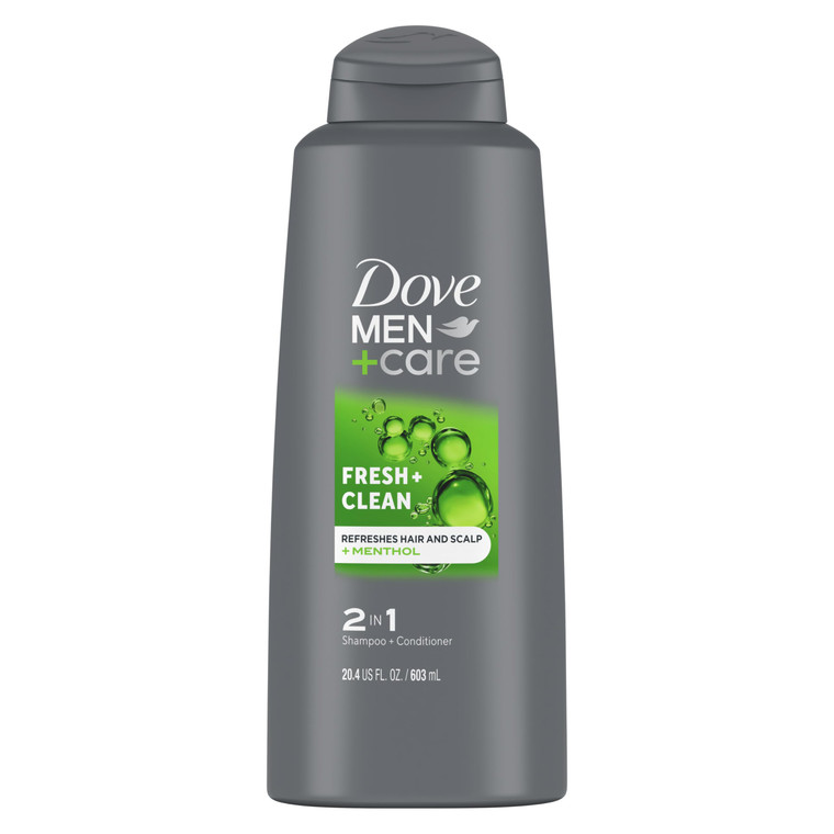 DOVE MEN + CARE Fortifying 2-in-1 Shampoo and Conditioner Fresh and Clean with Caffeine For Everyday Care Helps Strengthen and Nourish Hair 20.4 oz