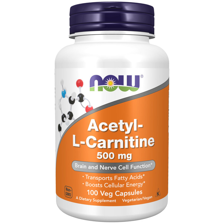 NOW Supplements, Acetyl-L Carnitine 500 mg, Amino Acid, Brain And Nerve Cell Function*, 100 Veg Capsules