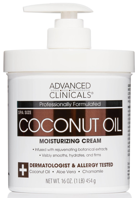 Advanced Clinicals Coconut Oil Body Cream For Women & Men | Hydrating Coconut Lotion For Extremely Dry Skin | Visible Anti Aging Body Butter Skin Car