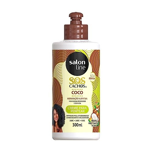 Salon Line Hair Conditioner - Coconut Combing Cream 10.14 Fl Oz - SOS Curls Treatment Collection - 300 Ml