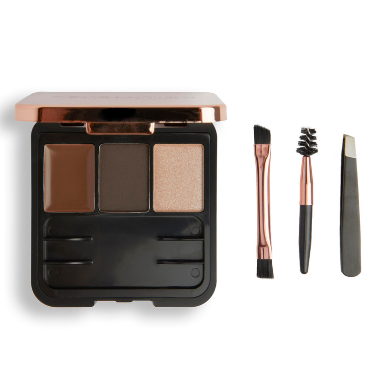 Makeup Revolution Eyebrow Kit, Brow Palette For Sculpting The Perfect Brows, Vegan & Cruelty-Free, Dark, 0.077oz/2.2g