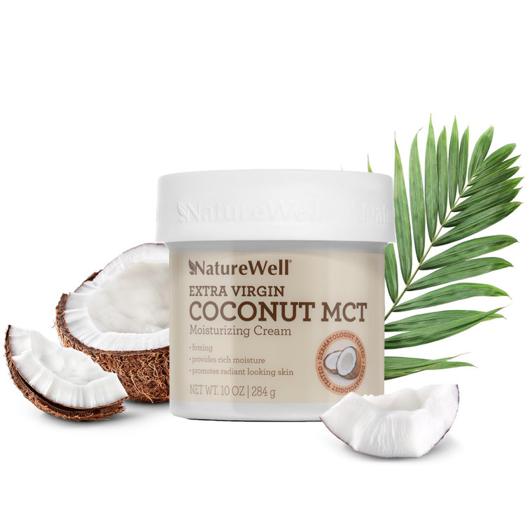 NATURE WELL Clinical Extra Virgin Coconut MCT Moisturizing Cream for Face, Body, & Hands, Firming, Provides Rich Moisture & Promotes Radiant Looking