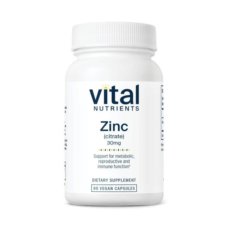 Vital Nutrients Zinc Citrate 30mg - Easily Absorbed Immune Support Supplement - Vegan Zinc Supplement - Gluten, Dairy, Soy Free - Non-GMO - 30mg - 90