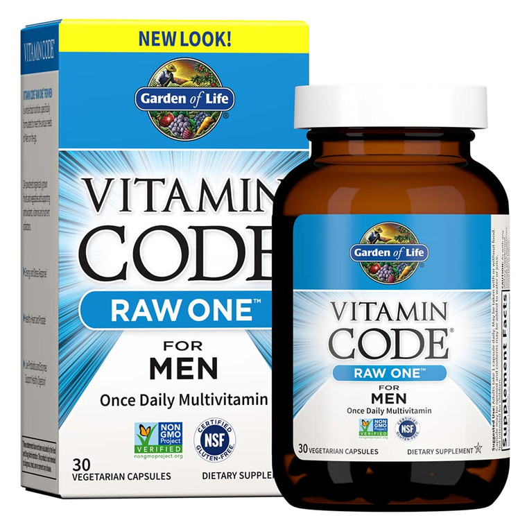 Garden of Life Vitamin Code Raw One for Men, Once Daily Multivitamin, 30 Capsules, One a Day Mens Vitamins Plus Fruit, Veggies & Probiotics for Mens