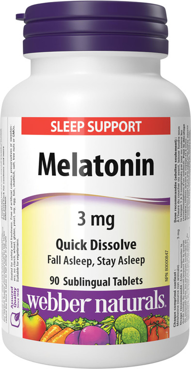 Melatonin 3 mg Quick Dissolve Sublingual Tablets
