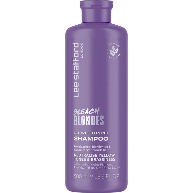 Lee Stafford Purple Toning Shampoo | Bleach Blonde Collection - Best Toner Cleanser, Neutralizes Brassy & Yellow, Great for Color Treated, Silver, &