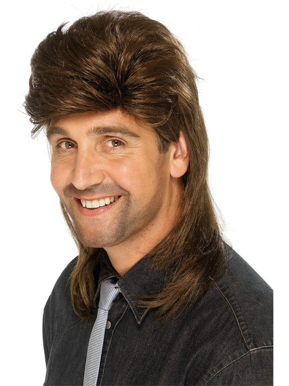 Smiffys mens Mullet Wig Brown, One Size (42195)