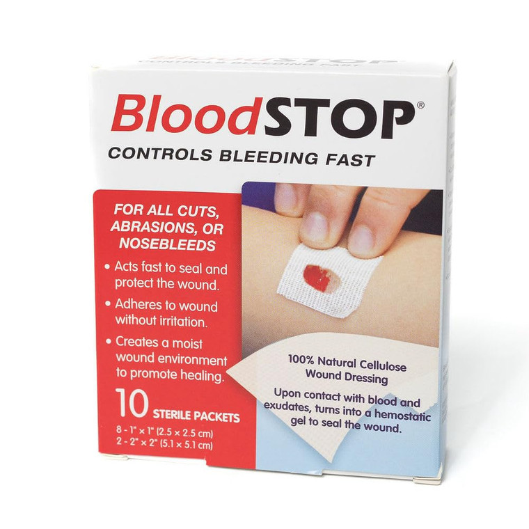 BloodSTOP-Hemostatic Dressing: Controls Bleeding Fast, Natural, Plant-Based Wound Dressing, Cuts, Road Rash, Abrasions, Nosebleeds, Bleeding Control