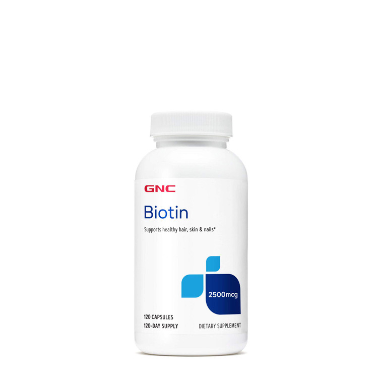 GNC Biotin 2500mcg Supplement, Supports Healthy Hair, Skin and Nails, 120 Servings