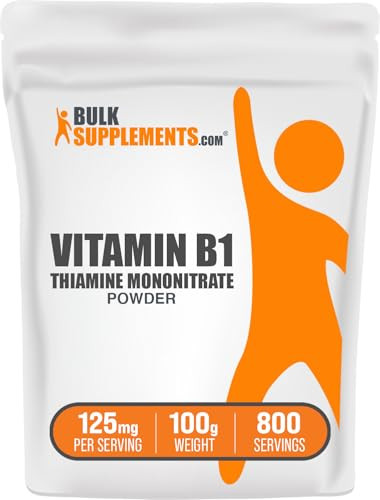 BulkSupplements.com Thiamine Mononitrate Powder - Vitamin B1 Powder, Thiamine B1 Supplement - B1 Vitamins, Gluten Free, 125mg per Serving, 100g (3.5