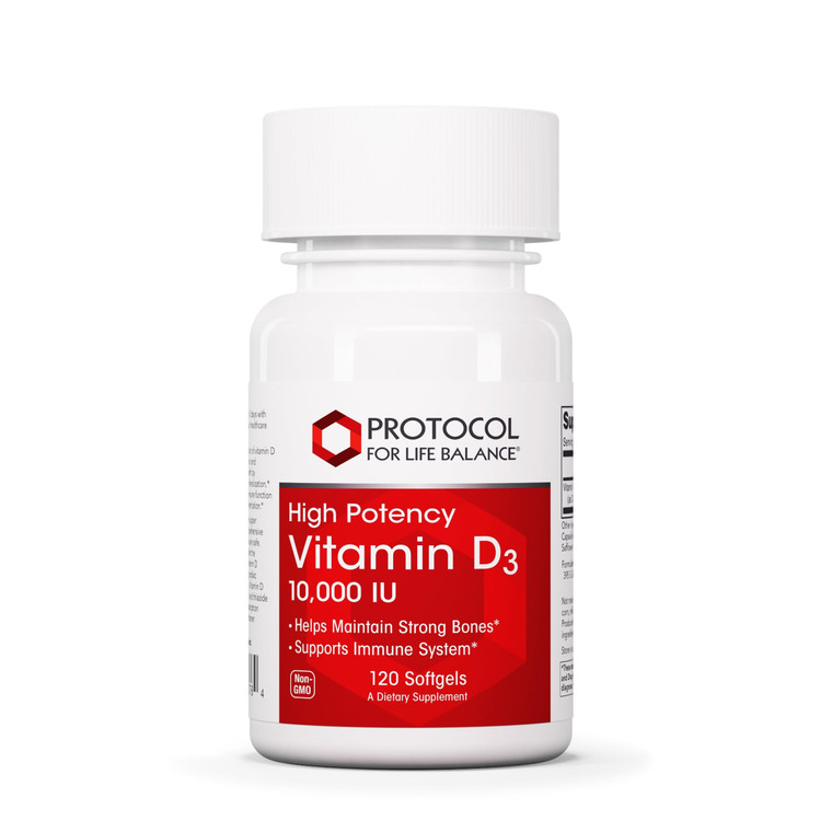 PROTOCOL FOR LIFE BALANCE Vitamin D3 10,000 IU - Immune Support Health Bones and Teeth - 120 Softgels