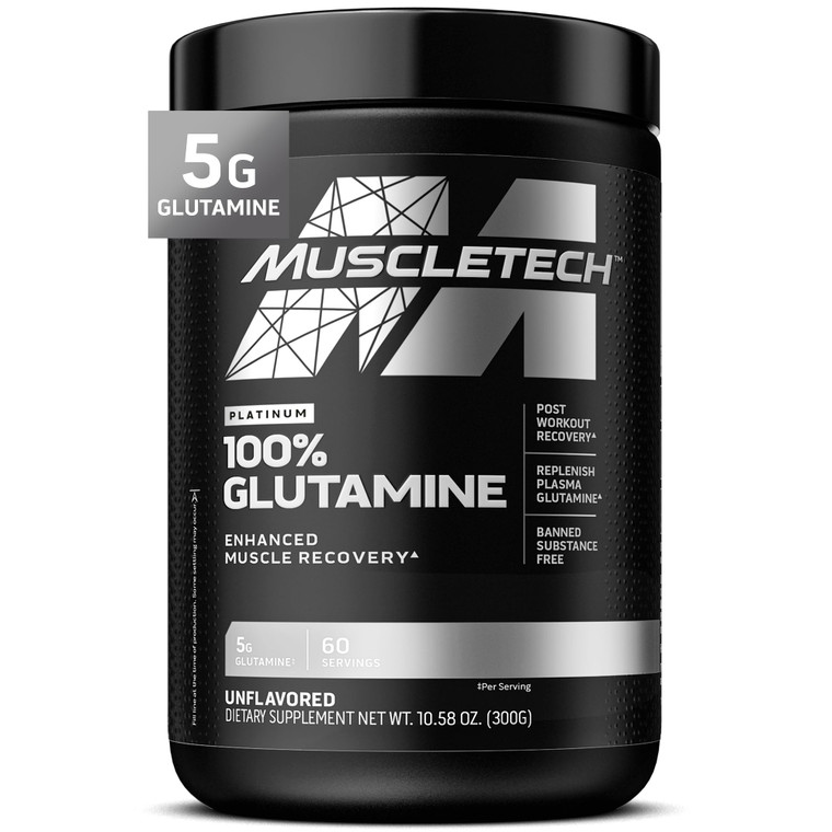 MuscleTech Glutamine Powder | 100% Pure L Glutamine Powder | Post Workout Recovery Drink | L-Glutamine Powder for Men & Women | Muscle Recovery | Unf