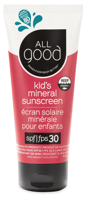 All Good Baby & Kids Sunscreen Lotion for Face & Body - UVA/UVB Broad Spectrum, SPF 30, Zinc Oxide, Coral Reef Friendly, Water Resistant - Zinc, Shea