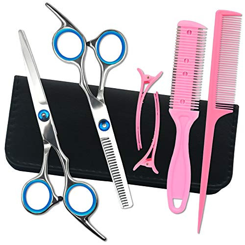 LIGICKY Hair Cutting Scissors Kit Professional Barber Stainless Steel Hairdressing Scissors Set Hair thinning Shears Bang Hair Scissor for Kids/Women