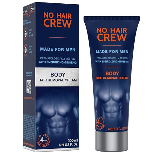 No Hair Crew Body At Home Hair Removal Cream for Manscaping Unwanted Hair with Energizing Ginseng, Premium Depilatory, Painless & Flawless, Made for