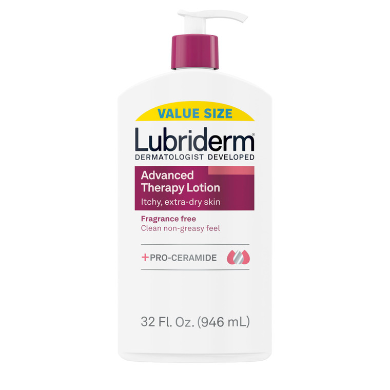 Lubriderm Advanced Therapy Fragrance-Free Moisturizing Hand & Body Lotion + Pro-Ceramide, Intense Hydration for Itchy, Extra Dry, & Sensitive Skin, N