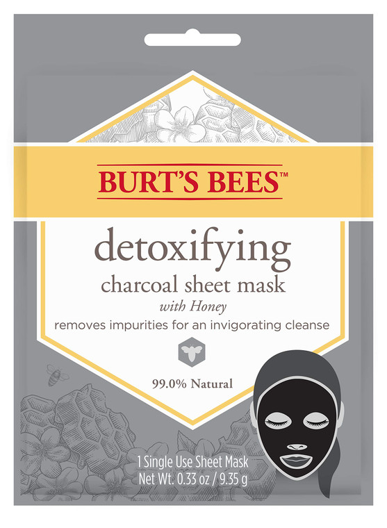 Burt's Bees Detoxifying Charcoal Facial Sheet Mask, Honey, Single Use (Package May Vary)
