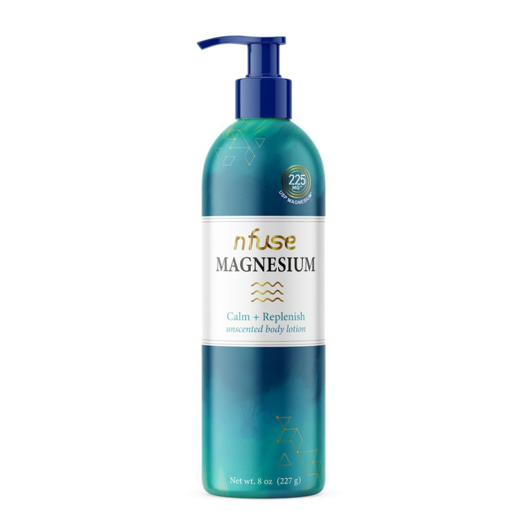 nfuse Magnesium Lotion - 225 mg USP Magnesium Chloride, Unscented, Fast Absorbing, Calming & Replenishing for Stress Relief, Fragrance Free Natural B