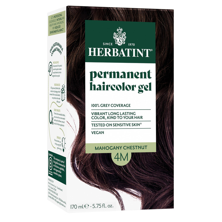 Herbatint Permanent Hair Dye For Women - 4M Mahogany Chestnut - For Up To 100% Gray Coverage of Resistant Gray Hair - Ammonia-Free, Alcohol-Free & Ve