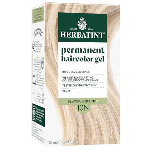 Herbatint Permanent Hair Dye For Women - 10N Platinum Blonde - For Up To 100% Gray Coverage of Resistant Gray Hair - Ammonia-Free, Alcohol-Free & Veg