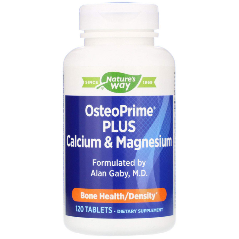 Nature's Way OsteoPrime PLUS Calcium & Magnesium, Supports Bone Health & Muscle Function*, with Vitamins D3 & K2, Vegetarian, 120 Tablets