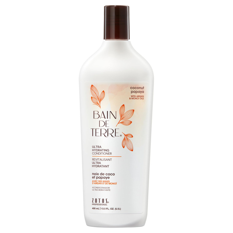 Bain de Terre Coconut Papaya Ultra Hydrating Conditioner, Moisture Quench for Dry, Damaged Hair, with Argan & Monoi Oils, Paraben-Free, Color-Safe, V