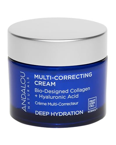 Andalou Naturals Deep Hydration Face Moisturizer Multi-Correcting Cream - Daily Skincare With Hyaluronic Acid, Vegan Collagen, & Fruit Stem Cells - R