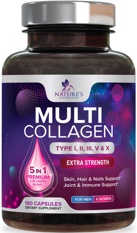 Multi Collagen Pills 2400 mg - Advanced Types I, II, III, V, X - Hydrolyzed Multi Collagen Peptides Pills, Collagen Supplements for Women & Men - Hai