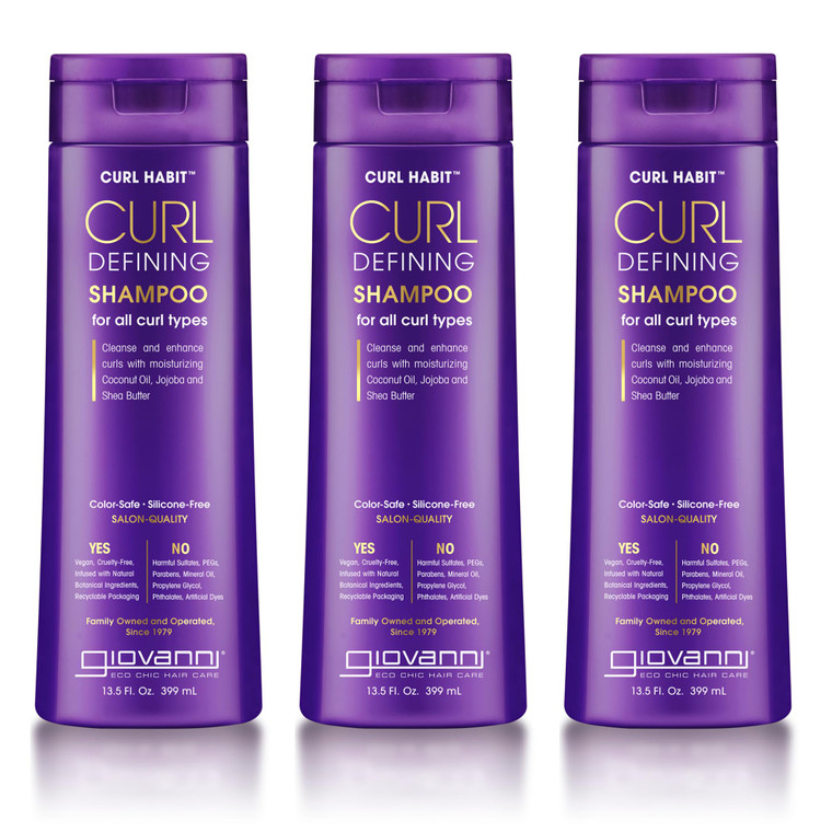 GIOVANNI Curl Habit Curl Defining Shampoo - All Curl Types, Cleanse & Enhance Curls, Moisturizing Coconut Oil, Jojoba and Shea Butter Vegan, Cruelty-