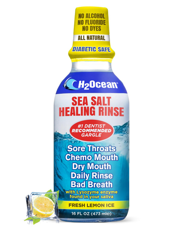 H2Ocean Healing Rinse Natural Sea Salt Mouthwash - Alcohol & Fluoride-Free Oral Care for Tonsil Stones, Sore Throats, Wisdom Teeth Recovery & Gum Hea