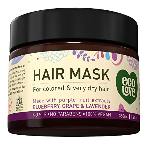 ecoLove Hair Mask for Dry Damaged Hair, Natural Hair Mask Deep Conditioning, 11.8 oz - Vegan and Cruelty-Free, With Lavender Extract, Organic Ingredi