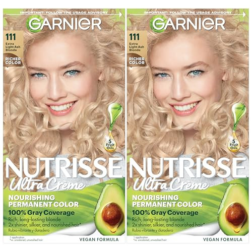 Garnier Nutrisse Ultra Crème Hair Color, Permanent Hair Dye with 100% Gray Coverage, Vegan & Cruelty-Free, 111 Extra-Light Ash Blonde (White Chocolat