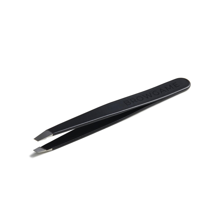 Browgame Signature Slanted Tweezer - Expertly Designed Brow Grooming Tool - Easy Grip Handle For Precise Hair Removal - Extra Sharp Plucking Tool For